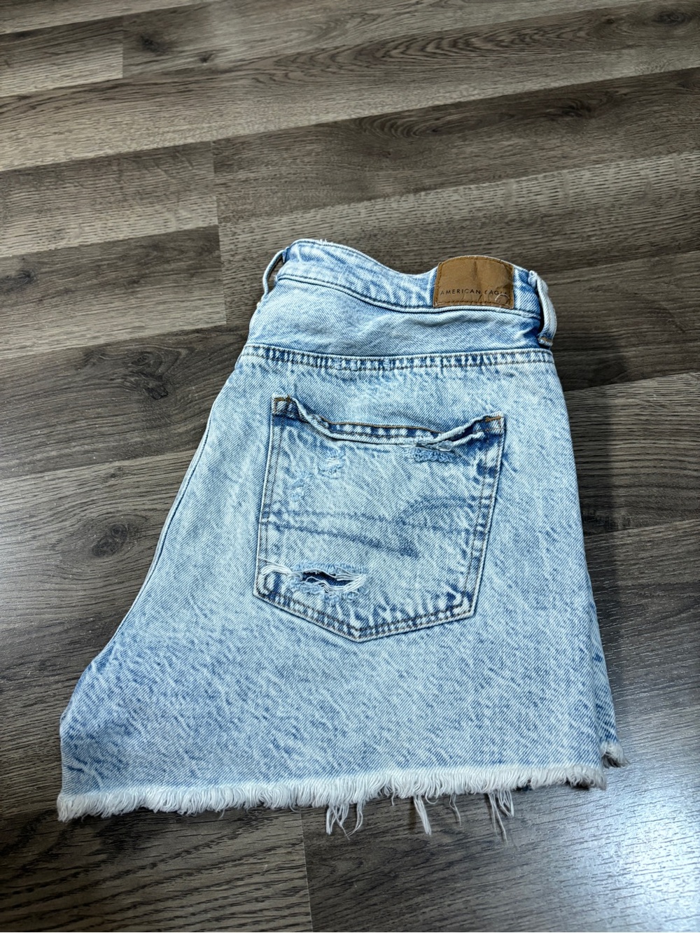 American Eagle Outfitters Light Blue Distressed Denim Shorts